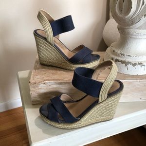Navy espadrille wedge